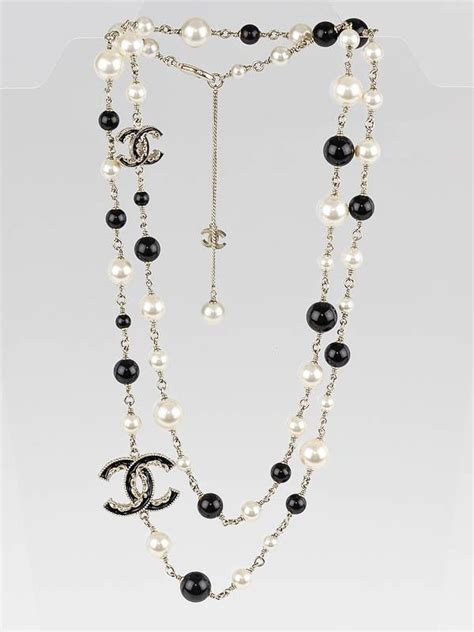 black and white bead necklace chanel|Chanel necklace online shop.